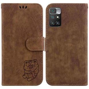 For Xiaomi Redmi 10 / 10 Prime Little Tiger Embossed Leather Phone Case(Brown)