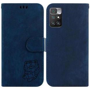 For Xiaomi Redmi 10 / 10 Prime Little Tiger Embossed Leather Phone Case(Dark Blue)