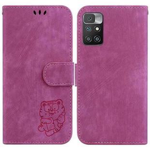 For Xiaomi Redmi 10 / 10 Prime Little Tiger Embossed Leather Phone Case(Rose Red)