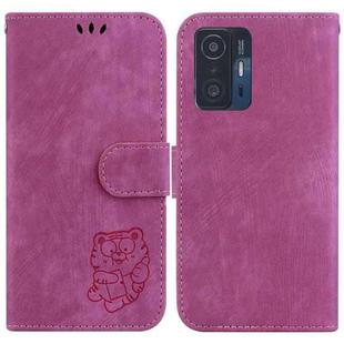 For Xiaomi Mi 11T / 11T Pro Little Tiger Embossed Leather Phone Case(Rose Red)