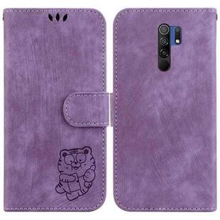For Redmi 9 / 9 Prime Little Tiger Embossed Leather Phone Case(Purple)