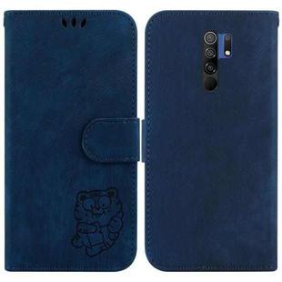 For Redmi 9 / 9 Prime Little Tiger Embossed Leather Phone Case(Dark Blue)