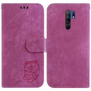 For Redmi 9 / 9 Prime Little Tiger Embossed Leather Phone Case(Rose Red)