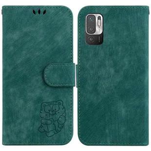 For Redmi Note 10 5G Little Tiger Embossed Leather Phone Case(Green)