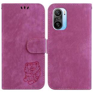For Redmi K40 / K40 Pro Little Tiger Embossed Leather Phone Case(Rose Red)