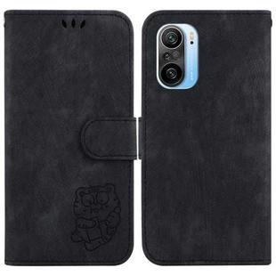 For Redmi K40 / K40 Pro Little Tiger Embossed Leather Phone Case(Black)