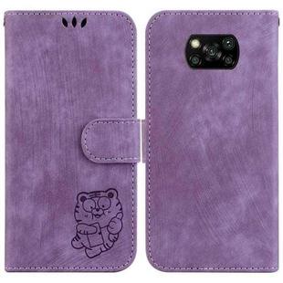 For Xiaomi Poco X3 NFC / X3 Pro Little Tiger Embossed Leather Phone Case(Purple)