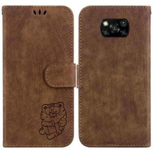 For Xiaomi Poco X3 NFC / X3 Pro Little Tiger Embossed Leather Phone Case(Brown)