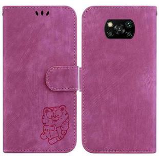 For Xiaomi Poco X3 NFC / X3 Pro Little Tiger Embossed Leather Phone Case(Rose Red)
