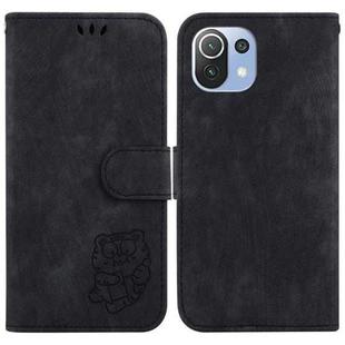For Xiaomi Mi 11 Lite 4G/5G Little Tiger Embossed Leather Phone Case(Black)