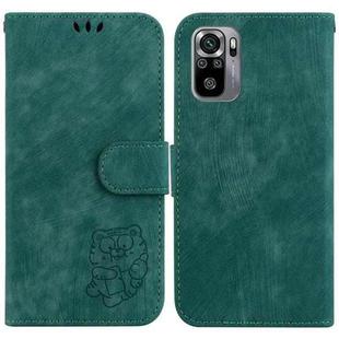 For Redmi Note 10 4G / Note 10S Little Tiger Embossed Leather Phone Case(Green)