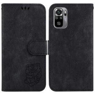 For Redmi Note 10 4G / Note 10S Little Tiger Embossed Leather Phone Case(Black)