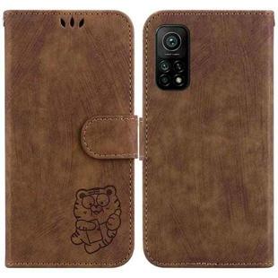 For Xiaomi Mi 10T Pro 5G / Mi 10T 5G Little Tiger Embossed Leather Phone Case(Brown)