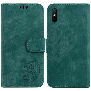 For Xiaomi Redmi 9A Little Tiger Embossed Leather Phone Case(Green)