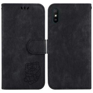 For Xiaomi Redmi 9A Little Tiger Embossed Leather Phone Case(Black)