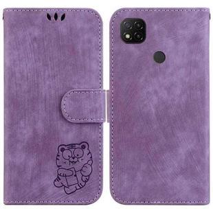 For Xiaomi Redmi 9C Little Tiger Embossed Leather Phone Case(Purple)