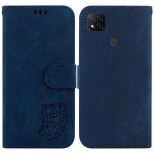 For Xiaomi Redmi 9C Little Tiger Embossed Leather Phone Case(Dark Blue)