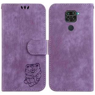 For Xiaomi Redmi Note 9 / 10X 4G Little Tiger Embossed Leather Phone Case(Purple)