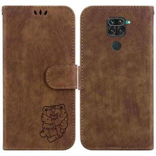 For Xiaomi Redmi Note 9 / 10X 4G Little Tiger Embossed Leather Phone Case(Brown)
