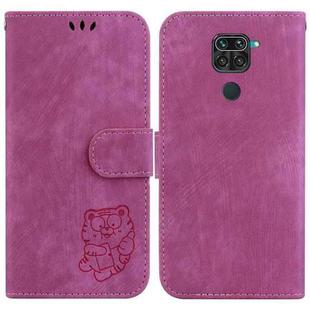 For Xiaomi Redmi Note 9 / 10X 4G Little Tiger Embossed Leather Phone Case(Rose Red)