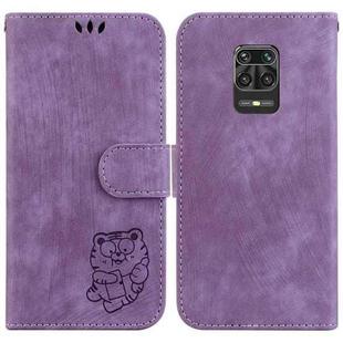 For Redmi Note 9 Pro / 9 Pro Max Little Tiger Embossed Leather Phone Case(Purple)