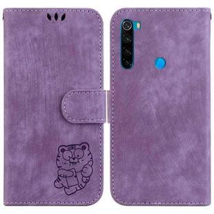 For Xiaomi Redmi Note 8T Little Tiger Embossed Leather Phone Case(Purple)