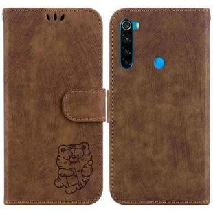 For Xiaomi Redmi Note 8T Little Tiger Embossed Leather Phone Case(Brown)