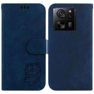 For Xiaomi 13T / 13T Pro / Redmi K60 Ultra Little Tiger Embossed Leather Phone Case(Dark Blue)