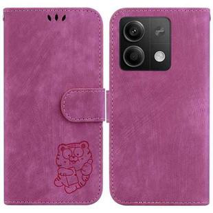 For Xiaomi Redmi Note 13 5G Little Tiger Embossed Leather Phone Case(Rose Red)