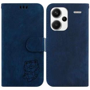 For Xiaomi Redmi Note 13 Pro+ 5G Little Tiger Embossed Leather Phone Case(Dark Blue)