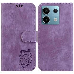 For Xiaomi Redmi Note 13 Pro 5G Little Tiger Embossed Leather Phone Case(Purple)