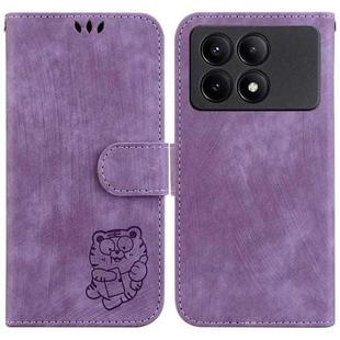 For Xiaomi Redmi K70E / Poco X6 Pro Little Tiger Embossed Leather Phone Case(Purple)