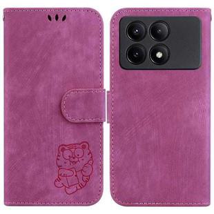 For Xiaomi Redmi K70E / Poco X6 Pro Little Tiger Embossed Leather Phone Case(Rose Red)