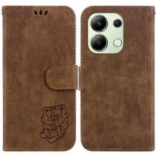 For Xiaomi Redmi Note 13 4G Global Little Tiger Embossed Leather Phone Case(Brown)