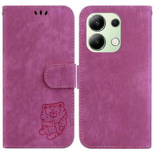 For Xiaomi Redmi Note 13 4G Global Little Tiger Embossed Leather Phone Case(Rose Red)