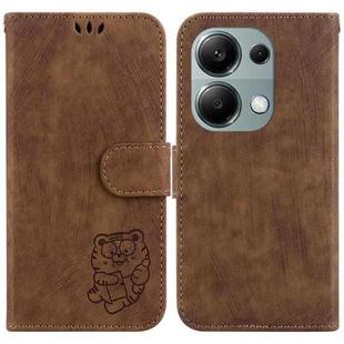 For Xiaomi Redmi Note 13 Pro 4G Little Tiger Embossed Leather Phone Case(Brown)