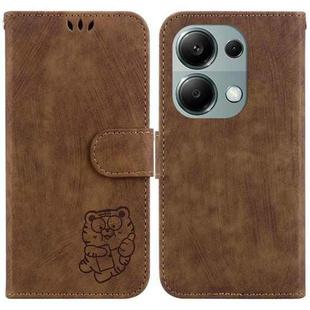 For Xiaomi Poco M6 Pro 4G Little Tiger Embossed Leather Phone Case(Brown)