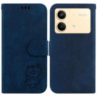 For Xiaomi Redmi Note 13R Pro Little Tiger Embossed Leather Phone Case(Dark Blue)