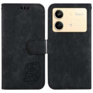 For Xiaomi Redmi Note 13R Pro Little Tiger Embossed Leather Phone Case(Black)