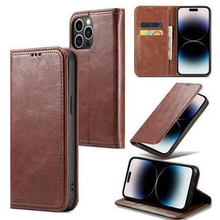 For iPhone 15 Pro Fierre Shann Vintage Bark Texture Wallet Leather Phone Case(Brown)