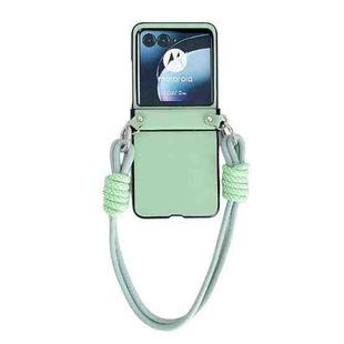 For Motorola Razr 40 Ultra Morandi Leather Texture Phone Case With Strap(Green)