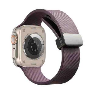 For Apple Watch 7 41mm Carbon Fiber Pattern Magnetic Buckle Silicone Watch Band(Purple)
