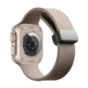 For Apple Watch SE 40mm Carbon Fiber Pattern Magnetic Buckle Silicone Watch Band(Apricot Color)