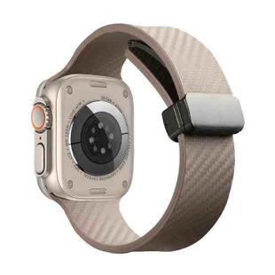 For Apple Watch 4 40mm Carbon Fiber Pattern Magnetic Buckle Silicone Watch Band(Apricot Color)