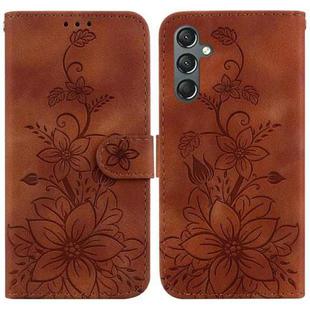 For Samsung Galaxy A24 4G Lily Embossed Leather Phone Case(Brown)