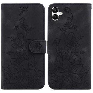 For Samsung Galaxy A04e / F04 / M04 Lily Embossed Leather Phone Case(Black)