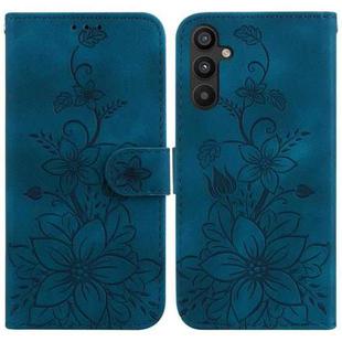 For Samsung Galaxy A54 5G Lily Embossed Leather Phone Case(Dark Blue)