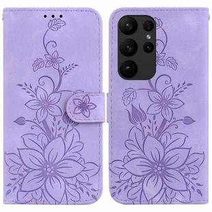 For Samsung Galaxy S23 Ultra 5G Lily Embossed Leather Phone Case(Purple)