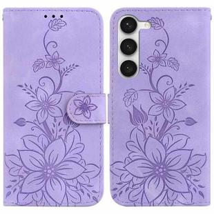 For Samsung Galaxy S23+ 5G Lily Embossed Leather Phone Case(Purple)