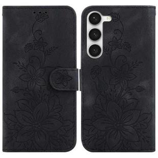 For Samsung Galaxy S23+ 5G Lily Embossed Leather Phone Case(Black)